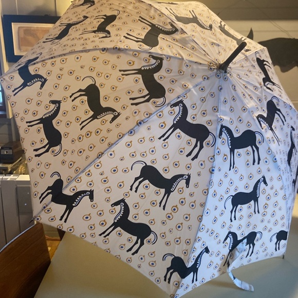 COPY - Marimekko horses umbrella. Wooden handle, NOT mini! - Picture 1 of 7